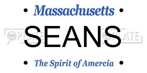 SEANS Massachusetts License Plate