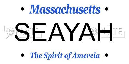 SEAYAH Massachusetts License Plate