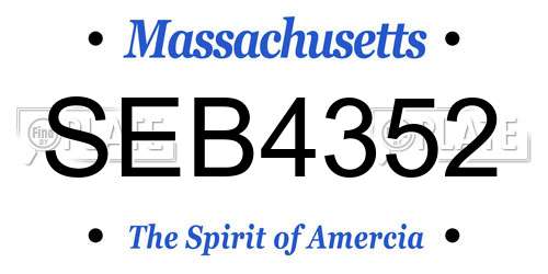 SEB4352 Massachusetts License Plate
