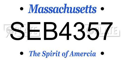 SEB4357 Massachusetts License Plate