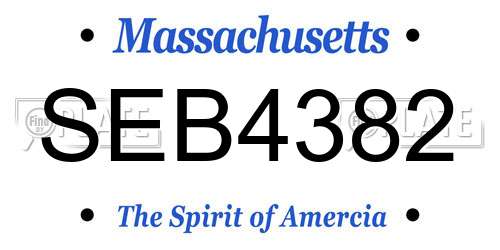SEB4382 Massachusetts License Plate