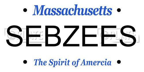 SEBZEES Massachusetts License Plate