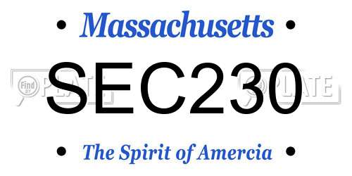 SEC230 Massachusetts License Plate