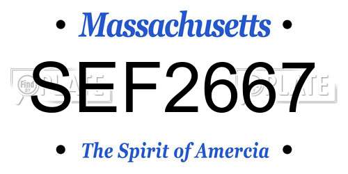 SEF2667 Massachusetts License Plate