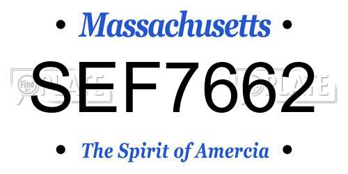 SEF7662 Massachusetts License Plate