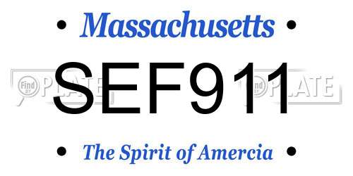 SEF911 Massachusetts License Plate