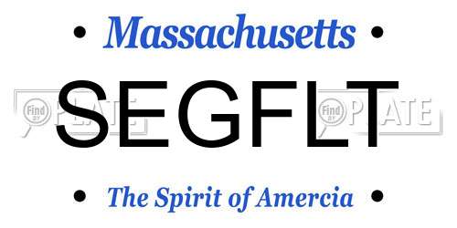 SEGFLT Massachusetts License Plate