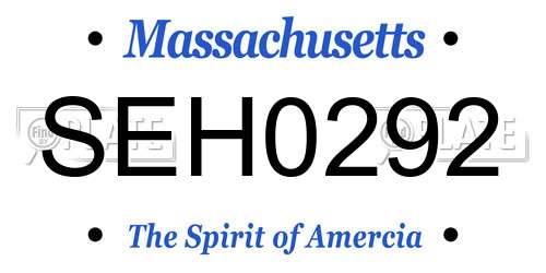 SEH0292 Massachusetts License Plate