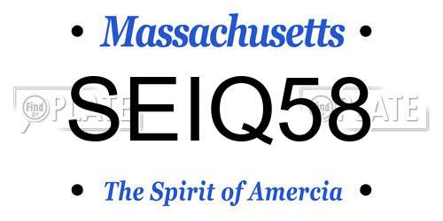 SEIQ58 Massachusetts License Plate