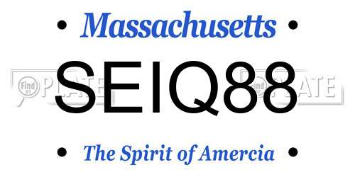 SEIQ88 Massachusetts License Plate