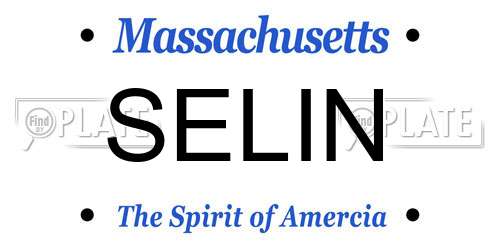 SELIN Massachusetts License Plate