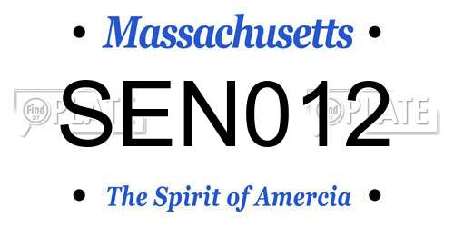 SEN012 Massachusetts License Plate