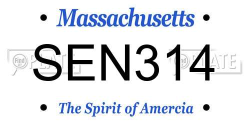 SEN314 Massachusetts License Plate