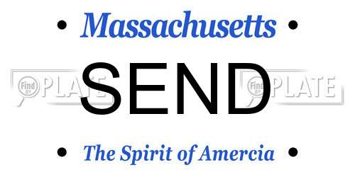 SEND Massachusetts License Plate
