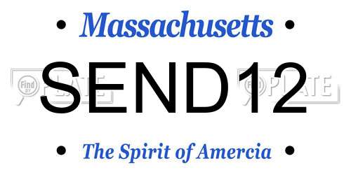 SEND12 Massachusetts License Plate