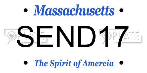 SEND17 Massachusetts License Plate