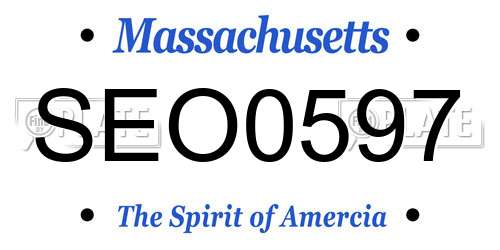 SEO0597 Massachusetts License Plate