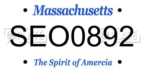 SEO0892 Massachusetts License Plate