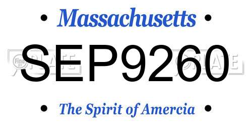 SEP9260 Massachusetts License Plate