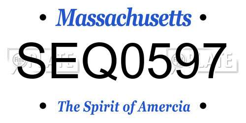 SEQ0597 Massachusetts License Plate