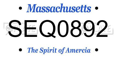 SEQ0892 Massachusetts License Plate