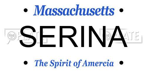 SERINA Massachusetts License Plate