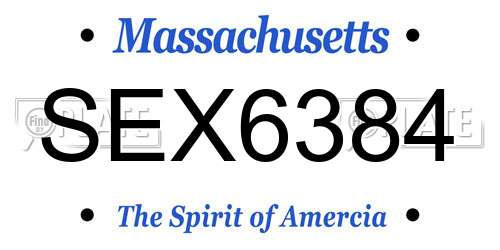 SEX6384 Massachusetts License Plate
