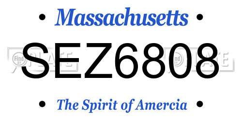 SEZ6808 Massachusetts License Plate