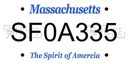 SF0A335 Massachusetts License Plate