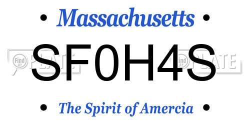 SF0H4S Massachusetts License Plate