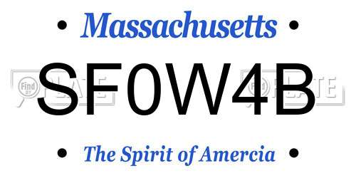 SF0W4B Massachusetts License Plate