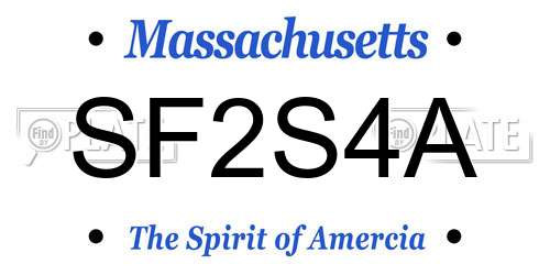 SF2S4A Massachusetts License Plate
