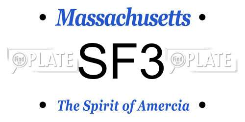 SF3 Massachusetts License Plate