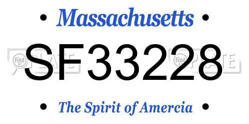 SF33228 Massachusetts License Plate