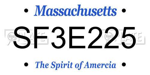 SF3E225 Massachusetts License Plate