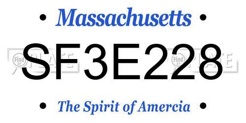 SF3E228 Massachusetts License Plate
