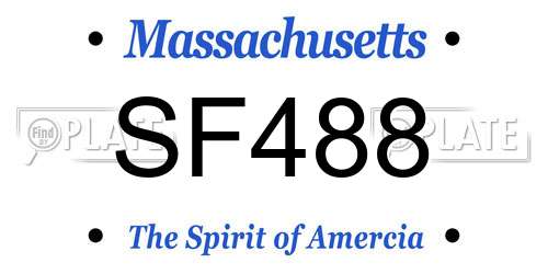 SF488 Massachusetts License Plate