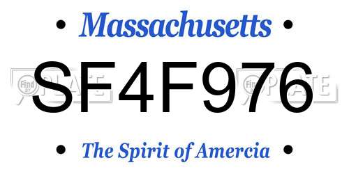 SF4F976 Massachusetts License Plate