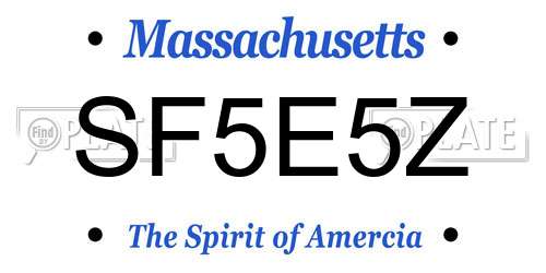 SF5E5Z Massachusetts License Plate
