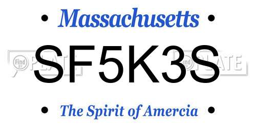 SF5K3S Massachusetts License Plate
