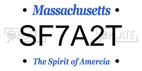 SF7A2T Massachusetts License Plate
