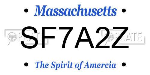 SF7A2Z Massachusetts License Plate