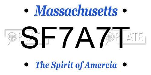 SF7A7T Massachusetts License Plate