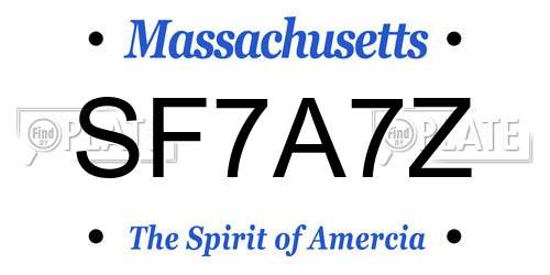 SF7A7Z Massachusetts License Plate