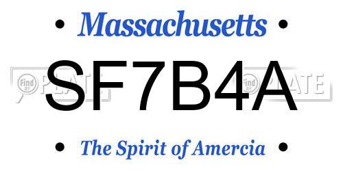 SF7B4A Massachusetts License Plate