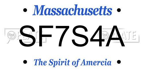 SF7S4A Massachusetts License Plate