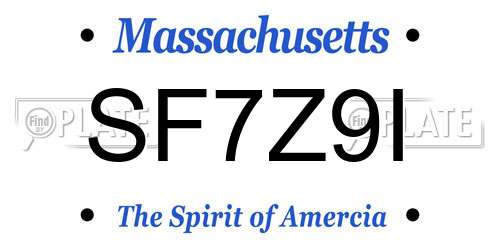 SF7Z9I Massachusetts License Plate