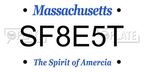 SF8E5T Massachusetts License Plate