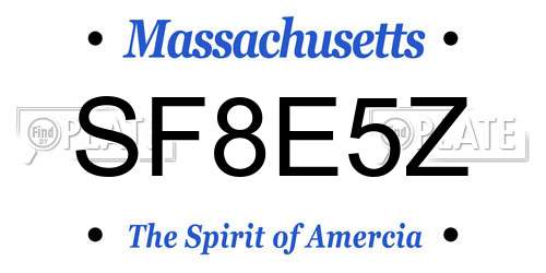SF8E5Z Massachusetts License Plate