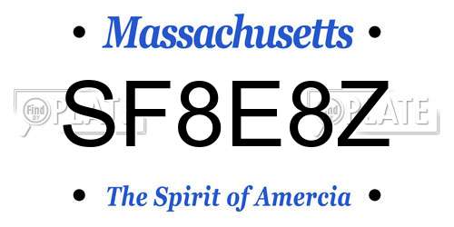 SF8E8Z Massachusetts License Plate